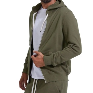 Custom Logo Front 100% Cotton Fleece Breathable Regular Fit Regular Sleeve Full Zipper Solid Color Hooded <b>Pullover</b> <b>Men</b> - Product Image 1