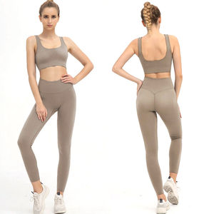 High Waist Double Push Yoga Leggings Women Gym Fitness Sports Wear Seamless Workout <b>Tights</b> Running Yoga Pants Solid Knitted Logo - Product Image 6