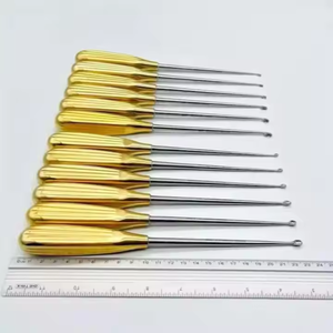 SHAHZIK INTERNATIONAL Curette orthopédique manuelle de haute qualité, 12 pièces, en acier inoxydable, manche doré, certifiée CE Classe I - Product Image 4