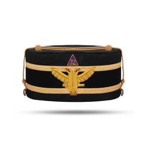 Gold Bullion Embroidered 32nd Degree Scottish Rite Crown <b>Cap</b> Luxury Ceremonial Velvet <b>Hat</b> Double Eagle Gold Thread Embroidery - Product Image 1
