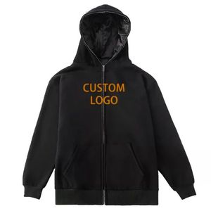 Sudadera con capucha y cremallera completa personalizada, 100% algodón orgánico, 500 GSM, forro polar transpirable, logotipo personalizado OEM, cremallera de alta calidad, ropa de calle de invierno - Product Image 2