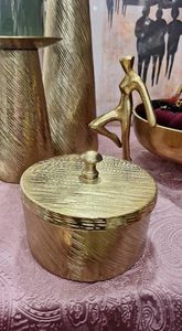 Premium Quality Brass Dry Fruit Serving Jar with Lid Luxury <b>Tabletop</b> <b>Storage</b> Container for Hotel - Product Image 5