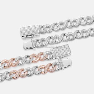 New Arrival Matrix Jewel C78 20mm Moissanite Diamonds Studded Infinity Link Two Tone Iced Hip Hop <b>Rapper</b> <b>Chain</b> Reasonable Prices - Product Image 5