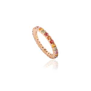 14K White Gold Multi Sapphire <b>Stacking</b> Eternity Wedding <b>Ring</b> - Product Image 4