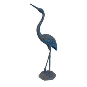 Escultura de Jardín de Aluminio con Forma de Grúa, Color Níquel Plateado Rústico, Decoración de Jardín de Estilo Moderno, Hecha a Mano - Product Image 1