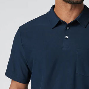 T-shirt pour homme à col rabattu avec fermeture boutonnée et logo, pour les acheteurs en gros, 100% coton / prix d'usine abordable, décontracté - Product Image 3