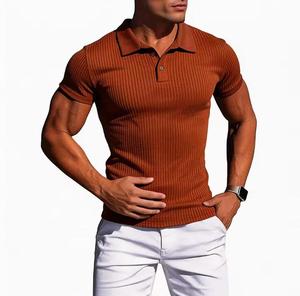 Chemise à manches courtes pour homme, style preppy, anti-rides, couleur unie, en coton tricoté, respirante, coupe classique - Product Image 1