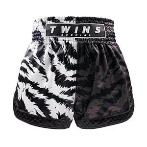 Nouveaux shorts de boxe Muay Thai pour hommes, imprimé noir et blanc, polyester à séchage rapide, vêtements d'arts martiaux légers et respirants - Product Image 1
