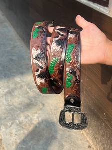 Men's Genuine Cow Hide Leather Western <b>Belt</b> <b>Silver</b> Alloy Pin <b>Buckle</b> Solid Casual - Product Image 2