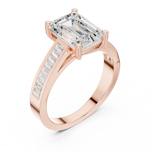 Anillo de Compromiso Clásico Minimalista de Oro Rosa de 18K con Diamante Cultivado en Laboratorio, Anillo de Precisión Roseline, Anillo de Unión Fiora con Esmeralda, Anillo de Esmeralda - Product Image 2