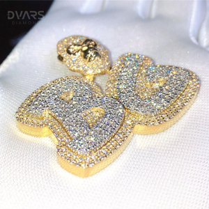 Pendentif Lettre Prénom Rond en Moissanite VVS, style Hip Hop Bling, testé au diamant, en Argent Sterling 925, Luxe - Product Image 3