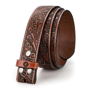Ceinture en cuir vintage gravée d'un motif abstrait, style western cowboy, sangle de taille rustique, accessoire de mode décontracté fait main - Product Image 3