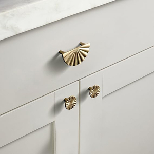 Champagne Bronze Cabinet <b>Pulls</b>,Accessible Luxury Alloy <b>Drawer</b> <b>Pulls</b> Fan Shape Cabinet Knob Brass Contemporary Furniture Handle - Product Image 3