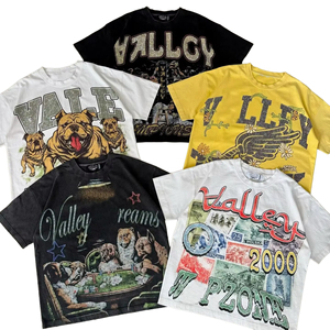 T-shirts grande taille pour hommes, col carré 7-quarts, 100% coton épais, personnalisé avec strass, style vintage délavé à l'acide - Product Image 4