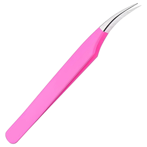 Pinzas Profesionales Curvas para Extensión de Pestañas, de Acero Inoxidable con Mango Rosa, para una Extensión Precisa - Product Image 2