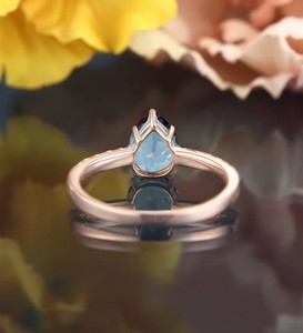 Bague de fiançailles en Alexandrite, argent sterling 925, couleur or rose, pierre précieuse changeante de couleur, bijoux de mariage élégants, cadeau pour femme - Product Image 4