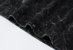 เสื้อยืดสีดำแบบ Acid Wash ทรงหลวมไหล่ตก สไตล์วินเทจ ผ้าคอตตอนหนา แขนสั้น ไซส์ใหญ่พิเศษ เสื้อยืดพื้นฐานแบบ Acid Wash สำหรับผู้ชาย - Product Image 3