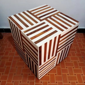 Mesa Auxiliar Geométrica de Bambú, Diseño Moderno, Decoración para Sala de Estar, Mueble Decorativo Resistente, Mesa de Centro para el Hogar - Product Image 5