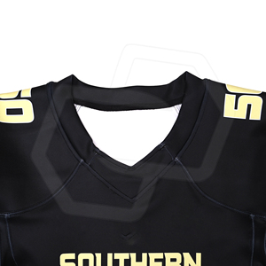 Camiseta de Fútbol Americano para Hombre al por Mayor, Negra y Amarilla, Personalizada por Sublimación, Cuello en V, Transpirable, de Poliéster, Manga Corta, Ropa Deportiva de Equipo - Product Image 4