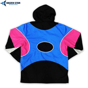 Unisex Y2K Hooded Windproof Jacket Color Blocking Raglan Sleeve Oversized Regular Fit Autumn Wear 100 Polyester Woven Print - Product Image 3