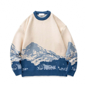 Pull en laine/viscose tricoté sur mesure pour homme, fabriqué par le fabricant, col haut, chaud, respirant, séchage rapide, anti-rides, pour l'automne et l'hiver - Product Image 1