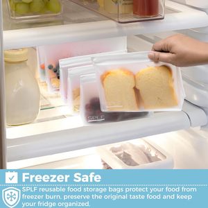 ถุงแซนวิชแบบใช้ซ้ำได้สำหรับใส่ในเครื่องล้างจาน, ถุงแช่แข็งขนาดควอร์ต, ถุงเก็บอาหารแบบใช้ซ้ำได้ - Product Image 6