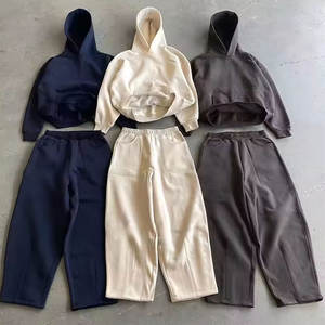 ชุดเซ็ตฮู้ดดี้และกางเกงวอร์มขาบานประดับเพชรเทียม ซิปแบบดิสเทรส ไซส์พลัส น้ำหนักเบา สไตล์สตรีทแวร์ ล้างสีแบบแอซิดวอช สำหรับผู้ชาย - Product Image 2