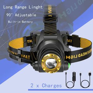 Lampada Frontale LED Ricaricabile USB con 3 Modalità Regolabili per Campeggio ed Escursionismo, con Caricatore per Auto + Cavo USB, Confezione da 2, Solo per Logistica USA - Product Image 6
