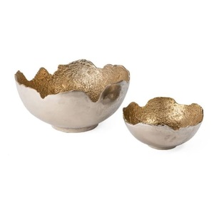 High Quality Brass Metal Fruit Bowl Set of 2 For Home Dining Table Top Decor Eco-Friendly Metal Table Top Decorative Bowl - Product Image 1
