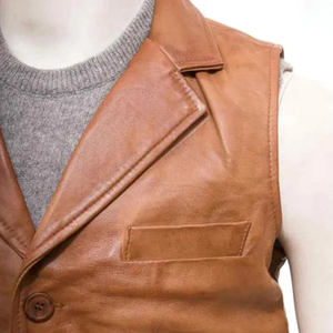 Chaleco Casual de Cuero Genuino para Hombre, con Botones, Impermeable, Resistente al Viento y Transpirable, Disponible en Todas las Tallas y Colores - Product Image 3
