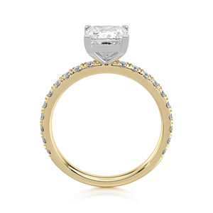 Anillo de Compromiso con Diamante Cultivado en Laboratorio, Corte Princesa, 1.50 CTW, Banda Pavé, Oro Sólido de 14K, Chapado en Rodio de Lujo, Certificado IGI, Solitario - Product Image 3