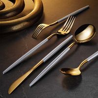 Ensemble de couverts de luxe en or massif pour hôtels, banquets, mariages, vaisselle de table, vente en gros usine