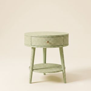 Table de chevet en os incrusté vert clair de haute qualité, table d'appoint, décoration intérieure, meuble de chambre à coucher, table de nuit pour la maison et le salon - Product Image 1