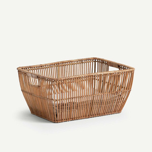 Boho Style Natural Rattan Wicker Storage Basket Organizer With Handles Storage <b>Bin</b> Handmade From Vietnam Supplier - Product Image 2