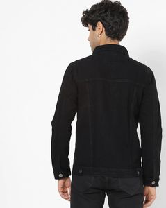 Chaqueta Vaquera Negra Bordada Personalizada para Hombre, Estilo Otoñal, de Alta Calidad, Holgada y a la Moda - Product Image 2
