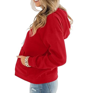 Sweat-shirt à capuche rouge pour femme, surdimensionné, en molleton de coton, décontracté, avec poche, pour l'automne - Product Image 4