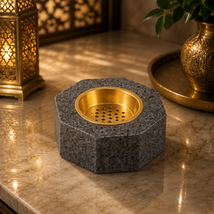 Premium Arabic Resin Incense Burner with Brass Bowl For Festive Eid <b>Bakhoor</b> Holder Modern <b>Oud</b> Warmer Decorative Home Accent Gift - Product Image 6