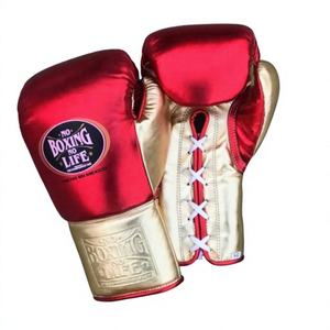 Personalized Customizable Red Gold MMA No Boxing No Life Sparring Pro Genuine Leather Lace-Up Closure Lightweight Gloves - Product Image 2