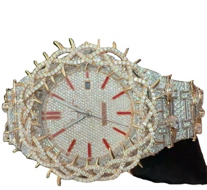 นาฬิกาเพชรมอยส์ซอไนท์สุดหรูนาฬิกาข้อมือควอทซ์หนามแนวฮิปฮอปทำจากสเตนเลสสตีลที่มองไม่เห็นการตั้งค่านาฬิกาเพชร VVS AP - Product Image 1