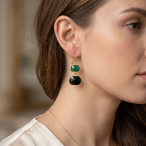 Luxury Fashion Jewelry <b>Earrings</b> <b>Black</b> Onyx Green Onyx Gold Plated <b>Earring</b> Women Trendy <b>Dangle</b> <b>Earrings</b> - Product Image 1