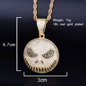 Round Face Pendant Necklace Cubic Zircon Mens Hip Hop Jewelry <b>Iced</b> <b>Out</b> Circular Medallion Bling Gold Silver <b>Chain</b> Charm Mens - Product Image 4