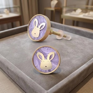 Resin Bunny Cabinet Knob for Wardrobe Bedroom Drawer Kids Furniture <b>Handle</b> Modern Purple <b>Gold</b> Eco-Friendly Adjustable Durable - Product Image 5