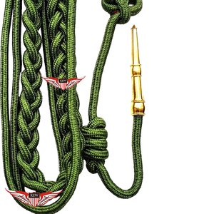 Green <b>Braided</b> Aiguillette Shoulder <b>Cord</b> Aiguillette <b>Cord</b> With Brass Tip Metallic Gold Tip - Product Image 5