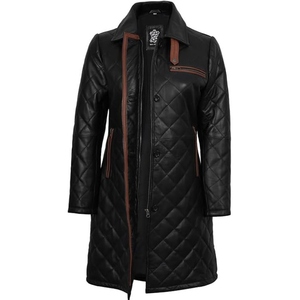 Manteau long en cuir véritable de qualité supérieure pour femme, classique, élégant, coupe ajustée, veste d'hiver tendance, style personnalisé - Product Image 3