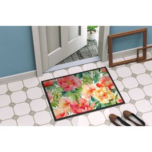 Indiana Peonies Watercolor Doormat Non Slip Washable Low Pile 24H X 36W <b>Indoor</b> Outdoor Entryway <b>Mat</b> for Front <b>Door</b> - Product Image 4