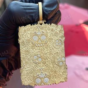 Colgante de Santa Muerte, Colgante de La Muerte, Calavera, Amuleto Religioso, Engaste de Reloj de Arena, Moissanita VVS, Pasa el Test de Diamante - Product Image 6