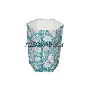 Poubelle en carton écologique indienne faite à la main, à couvercle ouvert, avec couvercle roulant, design pliable pour les déchets de rue - Product Image 3