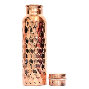 Bouteille d'eau en cuivre pur, thermos portable au design minimaliste, gourde de voyage avec couvercle, écologique et personnalisable - Product Image 5