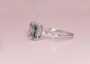 925 Sterling Silver Ascher Cut Moissanite Diamond <b>Ring</b> Beautiful Gift For Woman Engagement & Wedding - Product Image 5