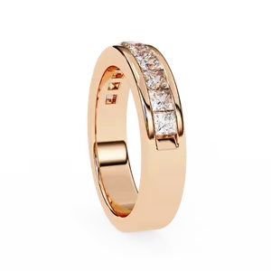 แหวนเพชรทรงปรินเซสคัทแบบช่องทาง แหวนเพชรแล็บโกรว์น 18K ทองคำแท้ แหวนนิรันดร์สำหรับทุกเพศ ดีไซน์ร่วมสมัย ทันสมัย เหมาะเป็นของขวัญวันครบรอบแต่งงาน - Product Image 6